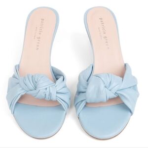 NWT Patricia Green Savannah Wedge Light Blue Knot Slide Sandals Size 9